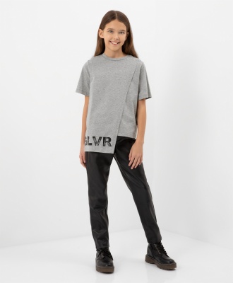 Футболка асимметричного кроя серая Gulliver, школьная форма для девочек  фото, kupilegko.ru